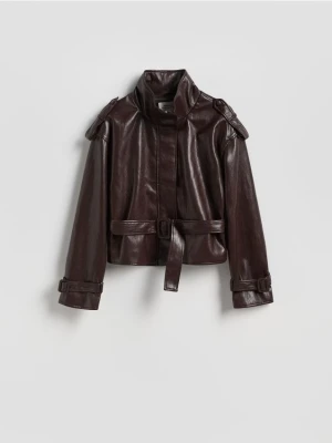 Reserved - Kurtka z imitacji skóry - ciemnobrązowy