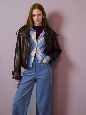 Reserved - Kurtka z imitacji skóry - ciemnobrązowy