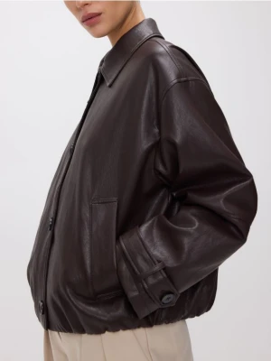 Reserved - Kurtka z imitacji skóry - ciemnobrązowy