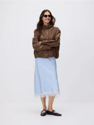 Reserved - Kurtka z imitacji skóry - ciemnobrązowy