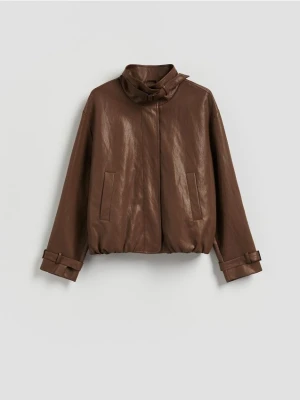 Reserved - Kurtka z imitacji skóry - ciemnobrązowy