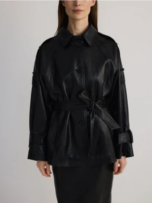 Reserved - Kurtka z imitacji skóry - czarny