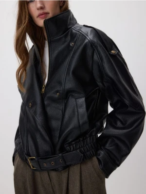 Reserved - Kurtka z imitacji skóry - czarny