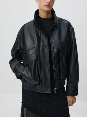 Reserved - Kurtka z imitacji skóry - czarny