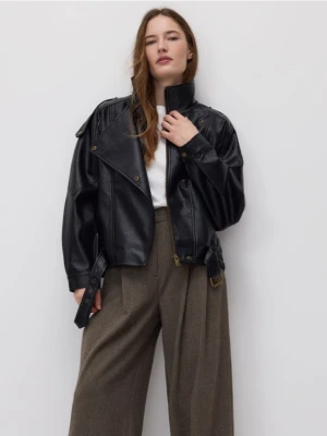 Reserved - Kurtka z imitacji skóry - czarny