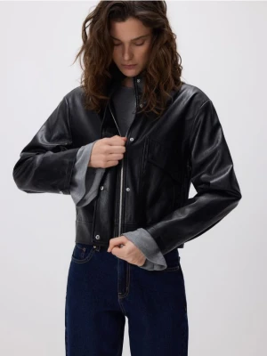 Reserved - Kurtka z imitacji skóry - czarny
