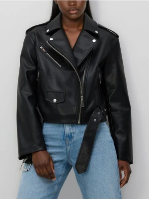 Reserved - Kurtka z imitacji skóry - czarny