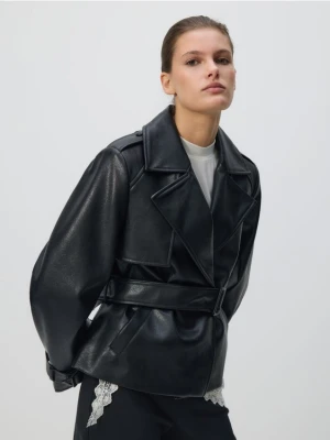 Reserved - Kurtka z imitacji skóry - czarny