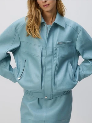 Reserved - Kurtka z imitacji skóry - jasnoniebieski