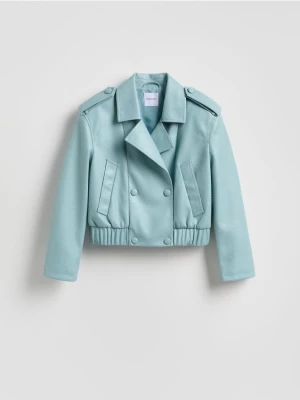 Reserved - Kurtka z imitacji skóry - jasnoturkusowy