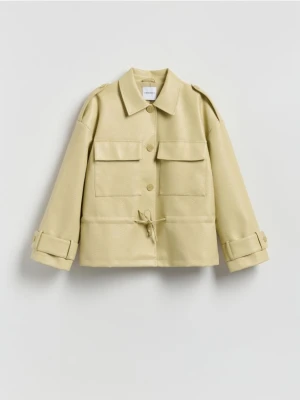 Reserved - Kurtka z imitacji skóry - jasnożółty