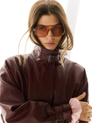 Reserved - Kurtka z imitacji skóry - mahoniowy