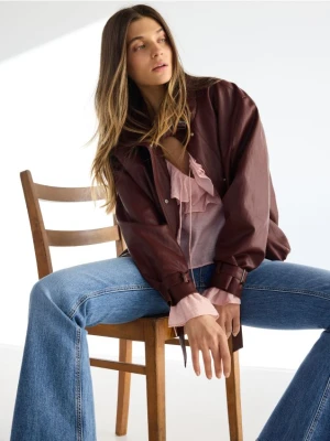 Reserved - Kurtka z imitacji skóry - mahoniowy