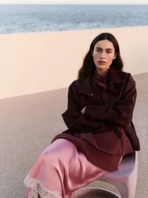 Reserved - Kurtka z imitacji skóry - mahoniowy