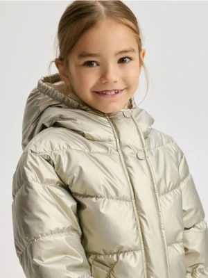 Reserved - Kurtka z imitacji skóry z metalicznym połyskiem - złoty