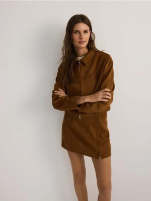 Reserved - Kurtka z imitacji zamszu - beżowy