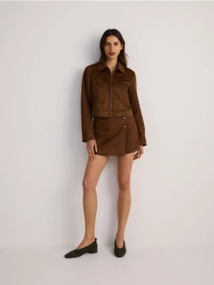 Reserved - Kurtka z imitacji zamszu - brązowy