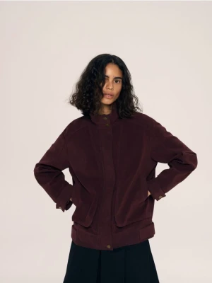 Reserved - Kurtka z imitacji zamszu - burgundowy
