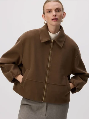 Reserved - Kurtka z kołnierzem - ciemnobrązowy