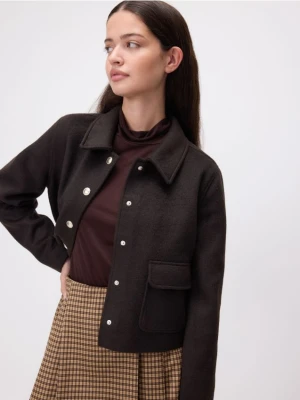 Reserved - Kurtka z kołnierzykiem - ciemnobrązowy