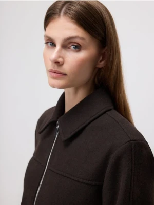 Reserved - Kurtka z kołnierzykiem - ciemnobrązowy