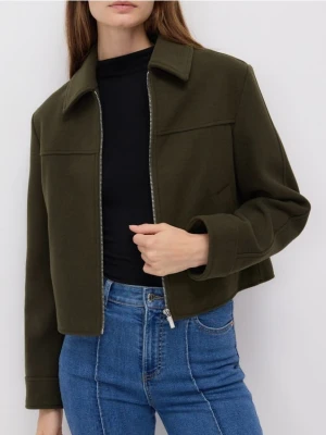 Reserved - Kurtka z kołnierzykiem - ciemnozielony