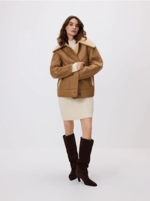 Reserved - Kurtka z kożuchem - brązowy