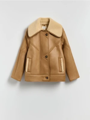 Reserved - Kurtka z kożuchem - brązowy