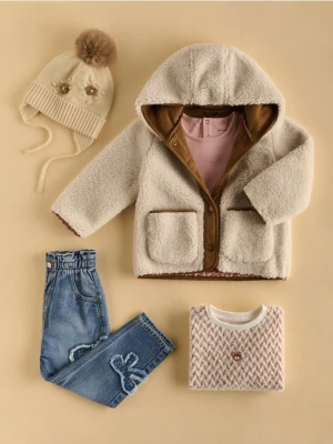 Reserved - Kurtka z miękkim misiem - beżowy