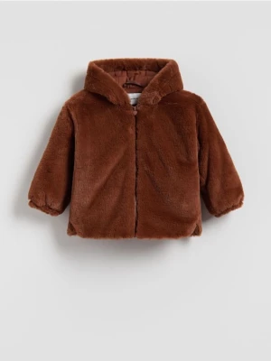 Reserved - Kurtka z miękkim misiem - ciemnobrązowy