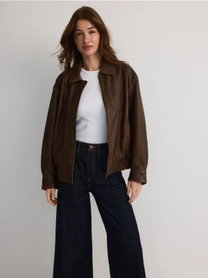 Reserved - Kurtka z owczej skóry - brązowy