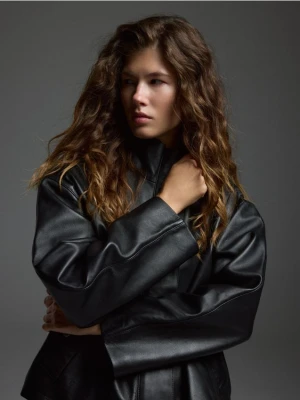 Reserved - Kurtka z owczej skóry - czarny