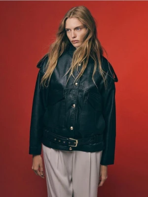 Reserved - Kurtka z owczej skóry - czarny