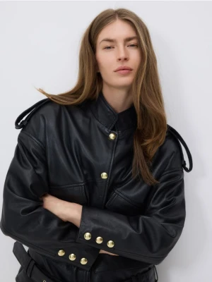 Reserved - Kurtka z owczej skóry - czarny