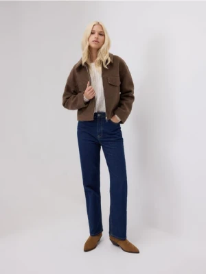 Reserved - Kurtka z tkaniny boucle - brązowy