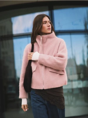 Reserved - Kurtka z wełną - pastelowy róż