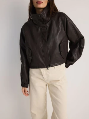 Reserved - Kurtka z wysoką stójką - ciemnobrązowy