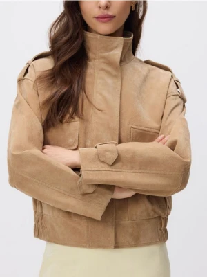 Reserved - Kurtka ze skóry naturalnej - kremowy