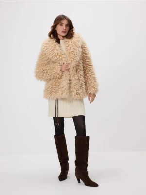 Reserved - Kurtka ze sztucznego futerka - kremowy