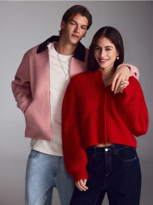 Reserved - Kurtka ze sztucznym barankiem - różowy