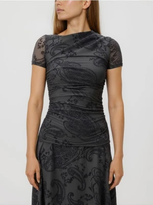 Reserved - Wzorzysta bluzka - ciemnoszary