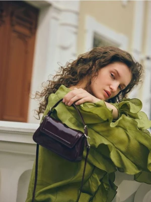 Reserved - Lakierowana torebka - mahoniowy