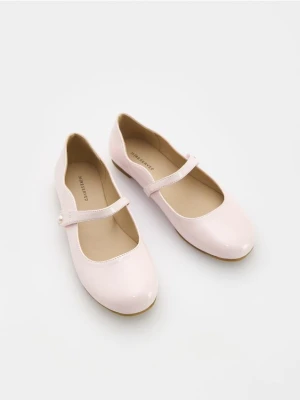 Reserved - Lakierowane baleriny z imitacji skóry - pastelowy róż