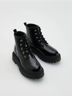 Reserved - Lakierowane botki za kostkę - czarny