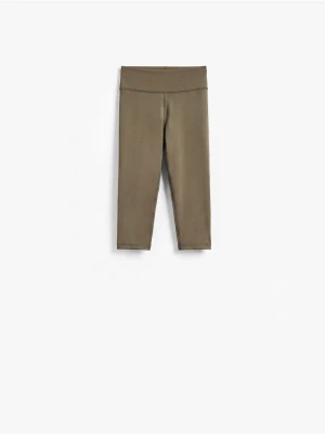 Reserved - Legginsy capri - ciemnozielony