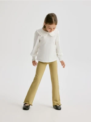 Reserved - Legginsy flare - oliwkowy