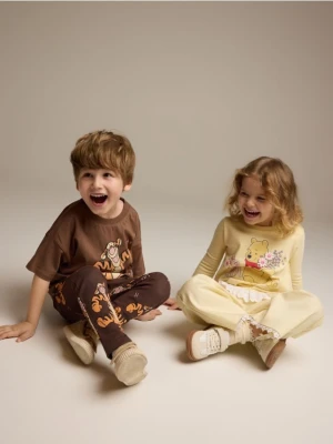 Reserved - Legginsy Kubuś Puchatek - ciemnobrązowy