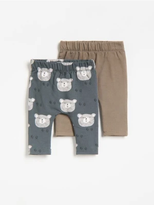 Reserved - Legginsy z bawełną 2 pack - brązowy