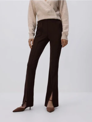 Reserved - Legginsy z rozcięciami - ciemnobrązowy