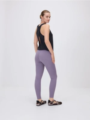 Reserved - Legginsy z szerokim pasem - ciemnofioletowy